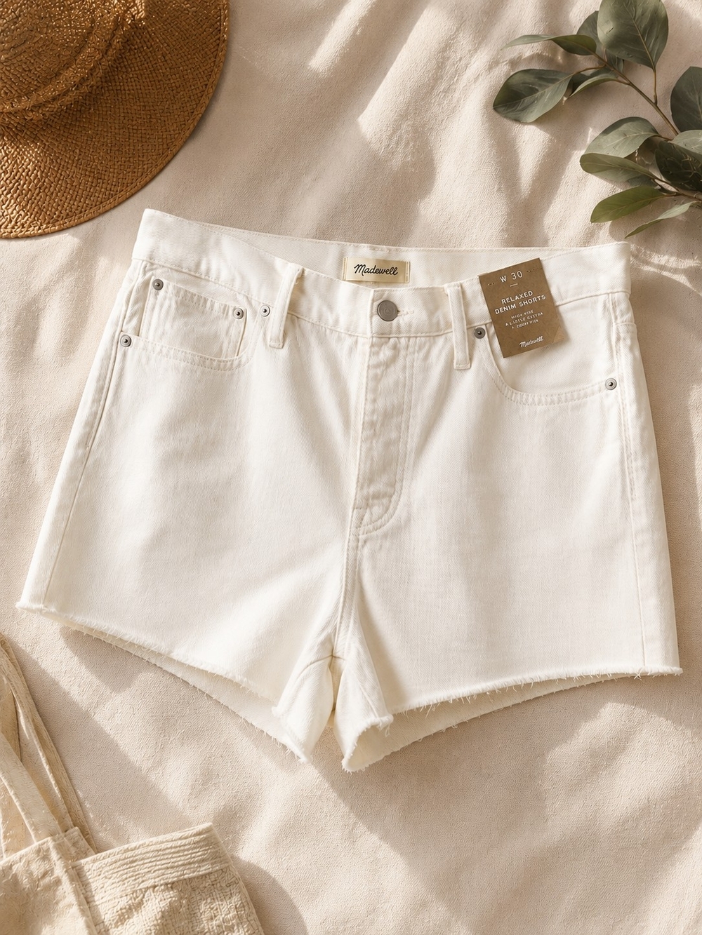 Madewell White High-Rise Relaxed Denim Shorts